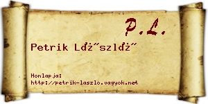 Petrik László névjegykártya