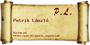 Petrik László névjegykártya